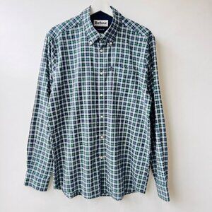 Barbour cotton  Dalton checked shirt, green/white, Size XL